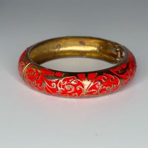 Gold and Fire Bangle Bracelet 7-Inches